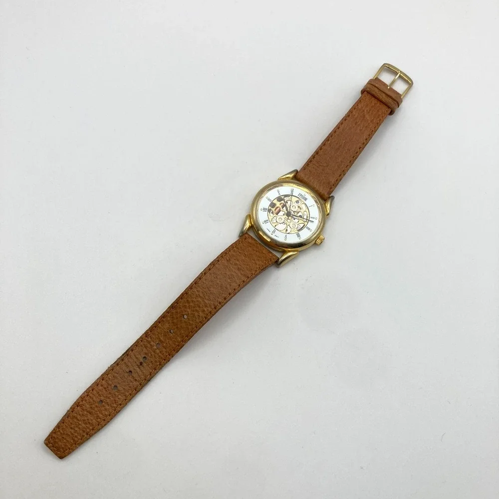Vintage Episode Women's Watch 32mm Gold Tone Faux Skeleton New Battery 8